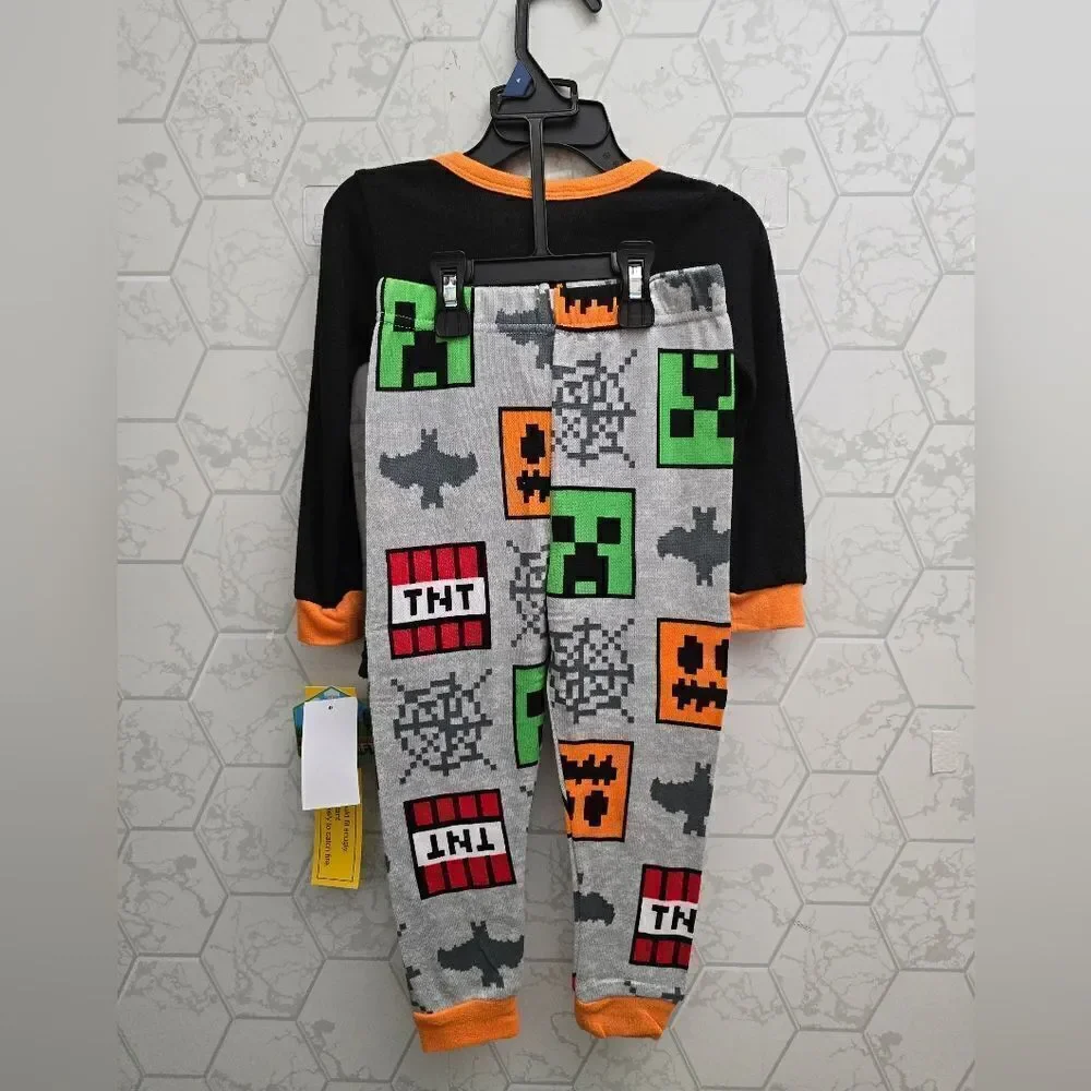 Minecraft Boys Halloween Glow in the Dark Long Sleeve & Pants Pajama Set